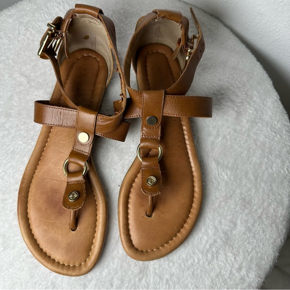 ANTONIO MELANI Tan Leather Buckle Sandals - Picture 7 of 12